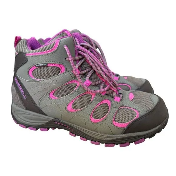 Merrell Girls Youth Hilltop Ventilator Grey Pink boots sneakers 6.5 or 8 women