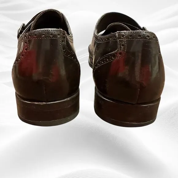 Mezlan Senator Monk Strap Shoes Mens‎ Loafers Sz 9.5 Brown Leather Wingtip Dress