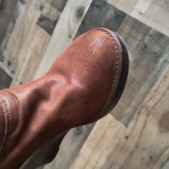 Michael Kors Faux Fur Leather Brown Knee High Wedge Boots Sz 6.5 Women