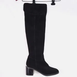 Michael Kors Paulette Suede Leather Over the Knee Boots Black 8 GP16G
