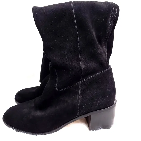 Michael Kors Paulette Suede Leather Over the Knee Boots Black 8 GP16G