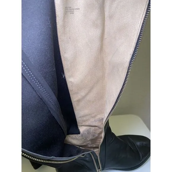 Michael Kors Women Hamilton Stretch Black Leather Equestrian Riding Boots sz 8.5