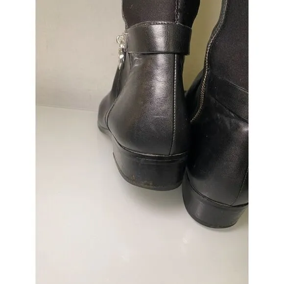 Michael Kors Women Hamilton Stretch Black Leather Equestrian Riding Boots sz 8.5