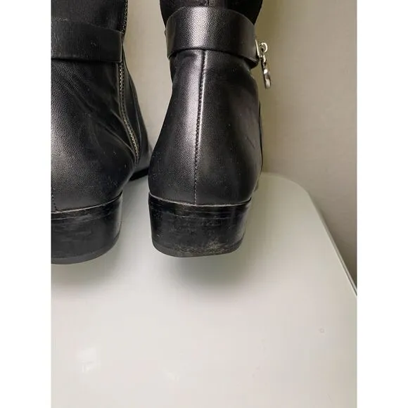 Michael Kors Women Hamilton Stretch Black Leather Equestrian Riding Boots sz 8.5