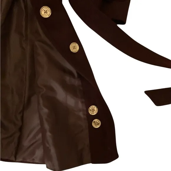 Michael Kors Women’s Burgundy Wool Belted Single Breasted Coat. M Size.