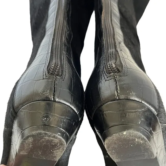 Migliorini Black Calf Hair Boots with Leather Toe Size 8 M