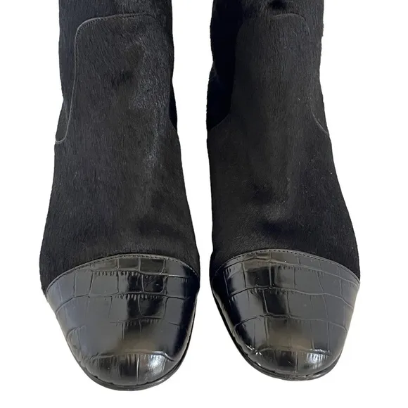 Migliorini Black Calf Hair Boots with Leather Toe Size 8 M