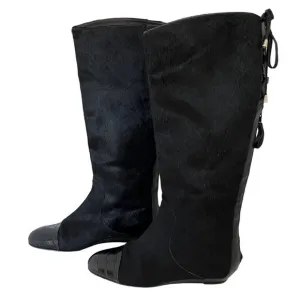 Migliorini Black Calf Hair Boots with Leather Toe Size 8 M