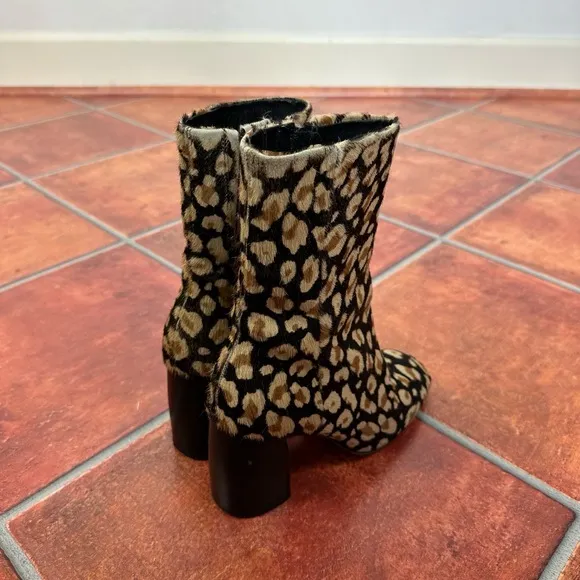 Miista London Calf Hair Animal Print Booties Size 35