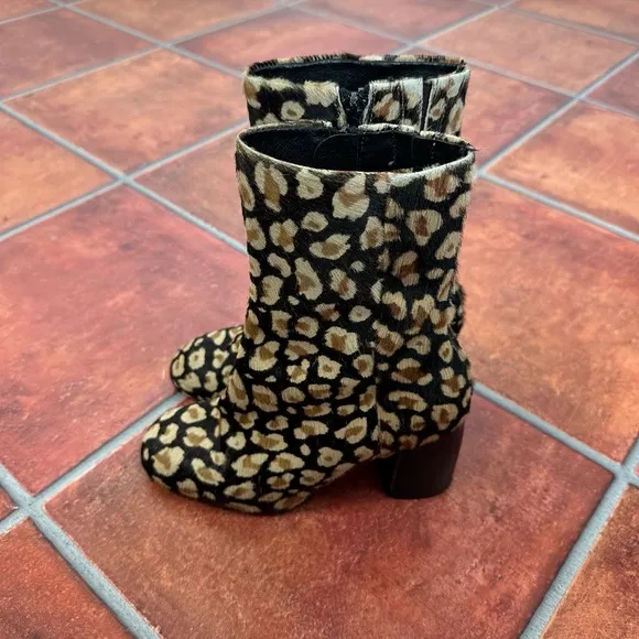 Miista London Calf Hair Animal Print Booties Size 35