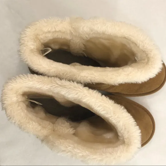 Minnetonka Chestnut Suede Winter Boots Faux Shearling Lining 85711 Womens Size 9