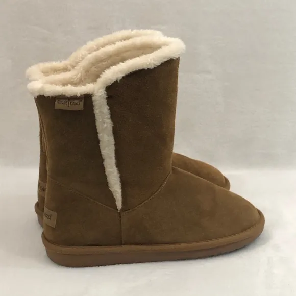 Minnetonka Chestnut Suede Winter Boots Faux Shearling Lining 85711 Womens Size 9