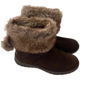Minnetonka Somerville Women's Size 6M Suede Faux Fur Brown Booties Boots
