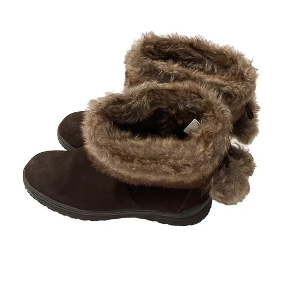 Minnetonka Somerville Women's Size 6M Suede Faux Fur Brown Booties Boots