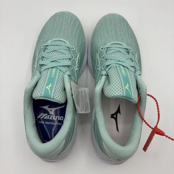 Mizuno Women's Wave Rider 27 EGGSHELL BLUE-WHITE Running Shoe Size 6
