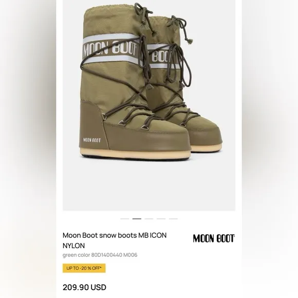 Moon Boot olive/Winter Rain Boots with Classic Silhouette Size11-13 Men $180 New