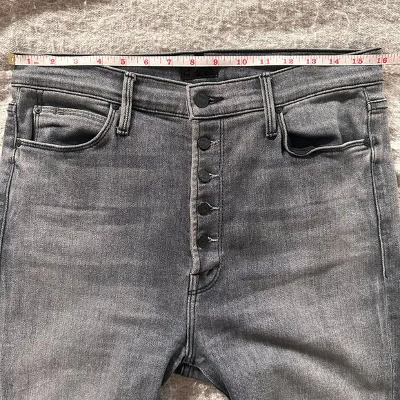 Mother Grey The Pixie Dazzler Ankle Fray High Rise Jeans size 32