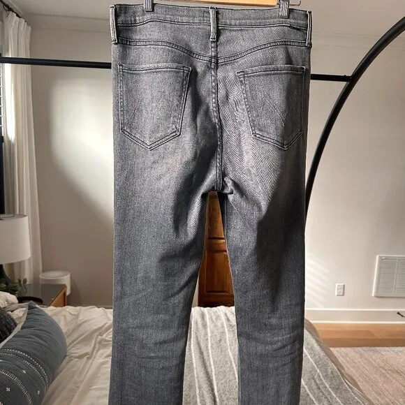 Mother Grey The Pixie Dazzler Ankle Fray High Rise Jeans size 32