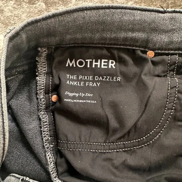Mother Grey The Pixie Dazzler Ankle Fray High Rise Jeans size 32