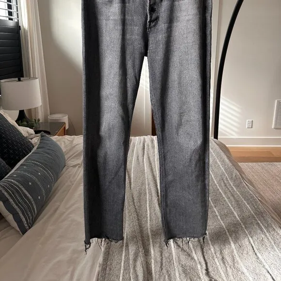 Mother Grey The Pixie Dazzler Ankle Fray High Rise Jeans size 32