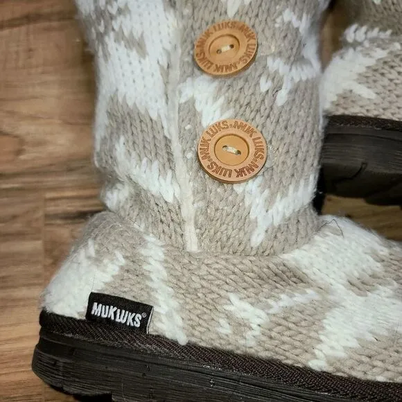 Muk Luk | Snowflake Shearling Lined Knit Boots
