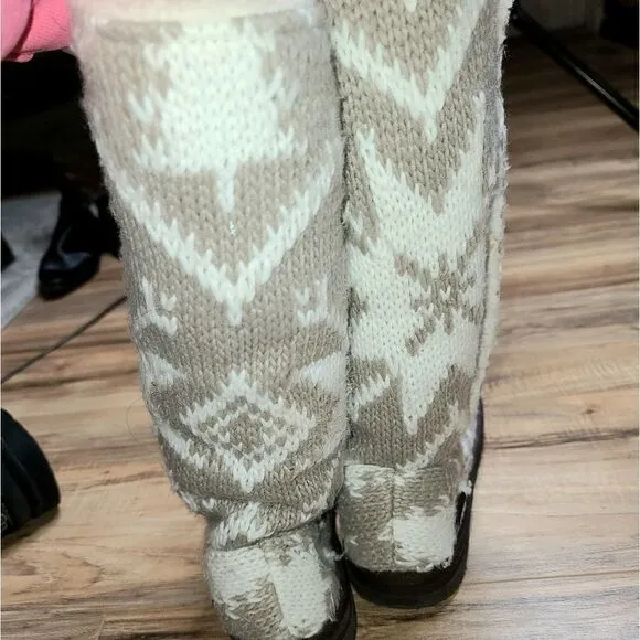 Muk Luk | Snowflake Shearling Lined Knit Boots