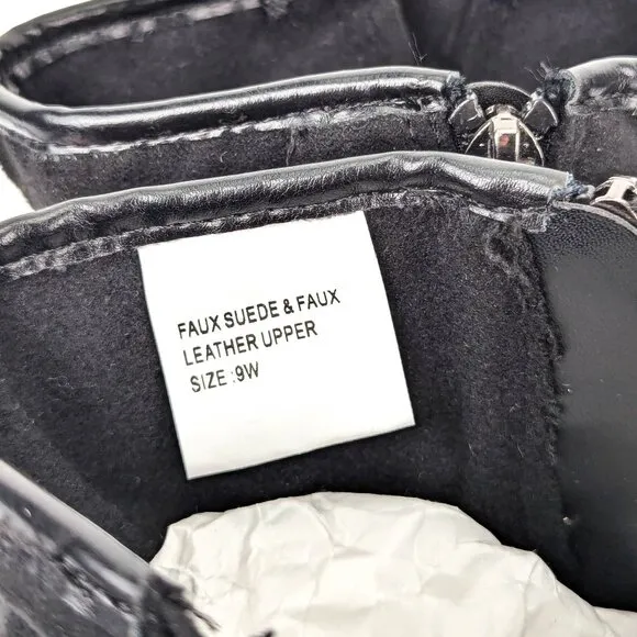 Muklukz Women Sabrina Black Fabric Wide Fit Moto Buckle Strap Boots sz 9W