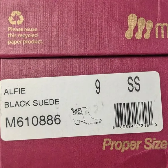 Munro Alfie Ruched Ankle Boots, Black Suede, Women's 9 Narrow