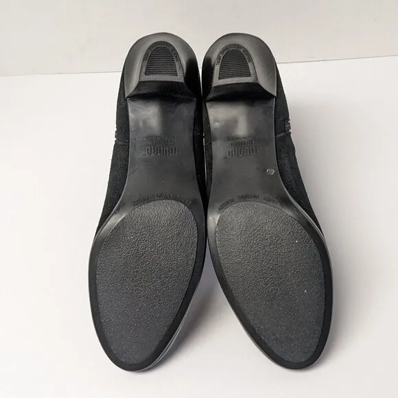 Munro Alfie Ruched Ankle Boots, Black Suede, Women's 9 Narrow