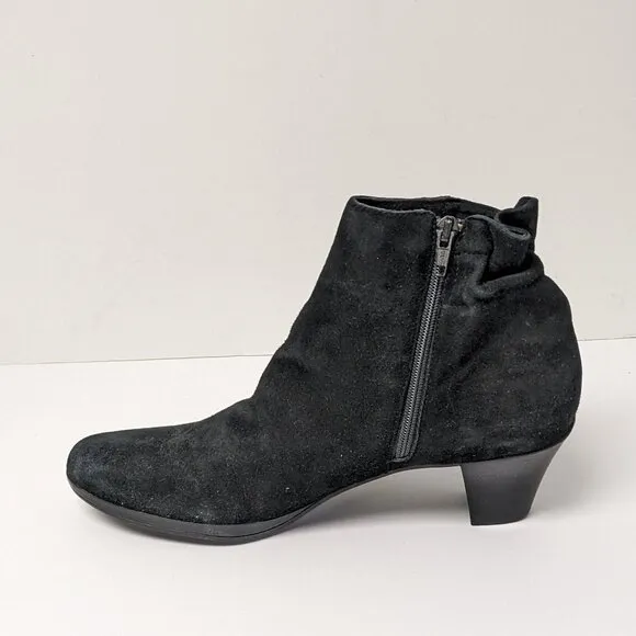 Munro Alfie Ruched Ankle Boots, Black Suede, Women's 9 Narrow