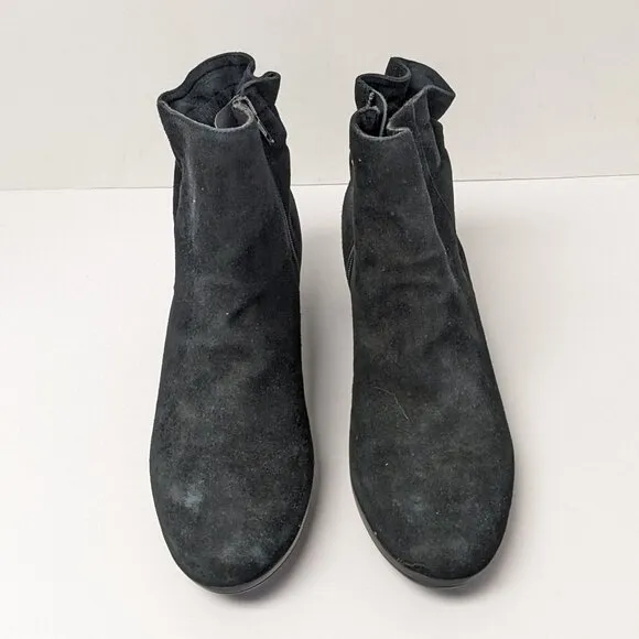 Munro Alfie Ruched Ankle Boots, Black Suede, Women's 9 Narrow
