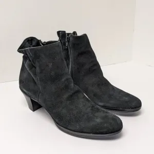 Munro Alfie Ruched Ankle Boots, Black Suede, Women's 9 Narrow