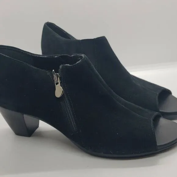 Munro Women Open Toe Ankle Boots Luisa Black 8.5