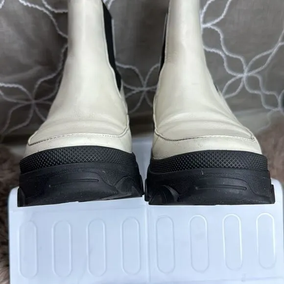 (N6) Sorel Women's Brex Chelsea Boots, Old White, Size 6.5