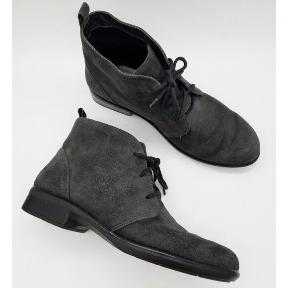 Naot Women's 9-9.5 Levanto Ankle Boots 40 Lace Up Comfort Dark Gray Suede $225