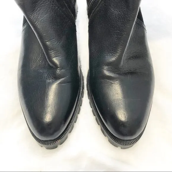 Napoleoni Italy black leather suede boots fur 9 39