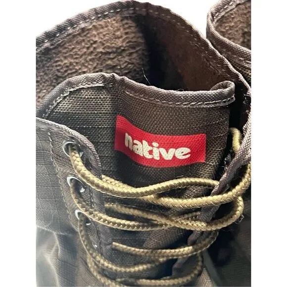 Native Solid Brown Ankle Tie Up Duck Boots Men size 5 Women size 7