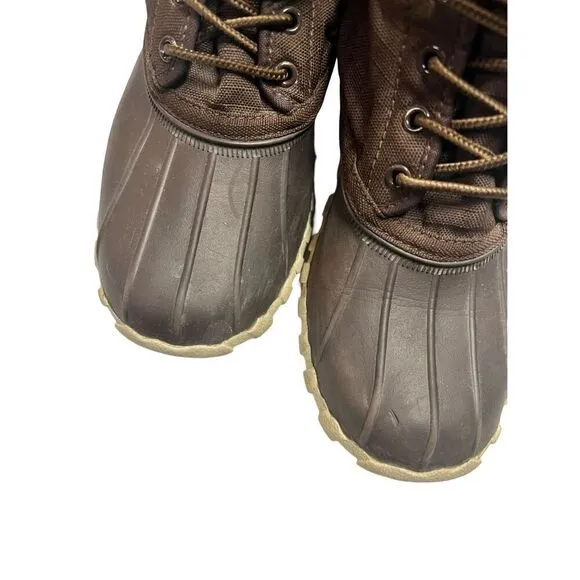 Native Solid Brown Ankle Tie Up Duck Boots Men size 5 Women size 7