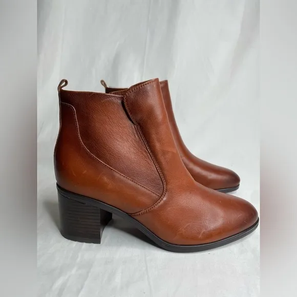 Naturalizer women Laura Terracotta Leather  block heel boots new