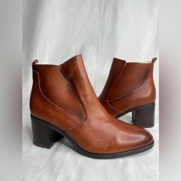 Naturalizer women Laura Terracotta Leather  block heel boots new