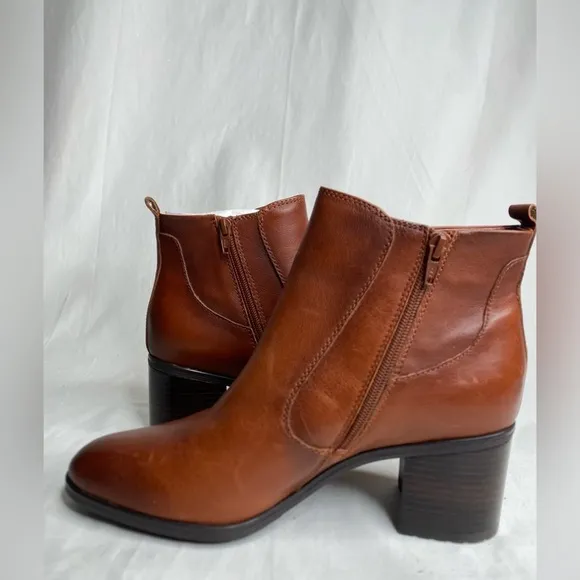 Naturalizer women Laura Terracotta Leather  block heel boots new