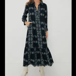 Navy Floral Miller Maxi Shirt Dress