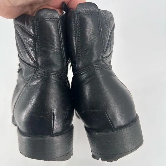 Nero Giardini Women's Leather Round Toe Zip Lace Up Ankle Boots Black Size 9