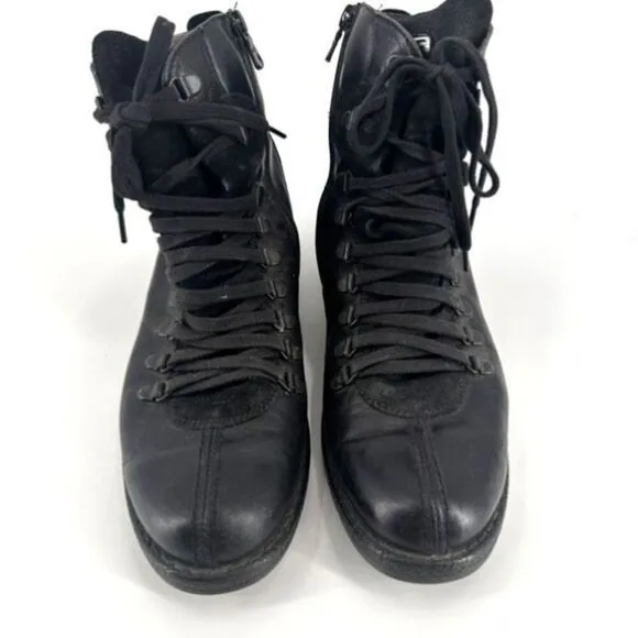 Nero Giardini Women's Leather Round Toe Zip Lace Up Ankle Boots Black Size 9