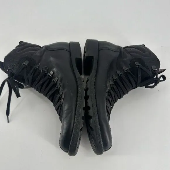 Nero Giardini Women's Leather Round Toe Zip Lace Up Ankle Boots Black Size 9