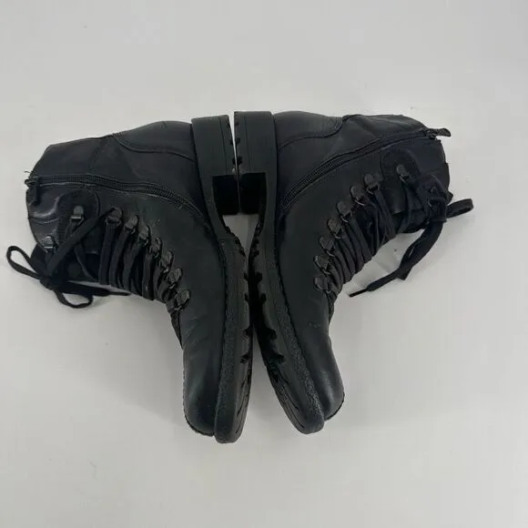 Nero Giardini Women's Leather Round Toe Zip Lace Up Ankle Boots Black Size 9