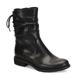 NEW $190 SOFFT Sharnell Black Leather Slouch Lace up low heel boots women size 6