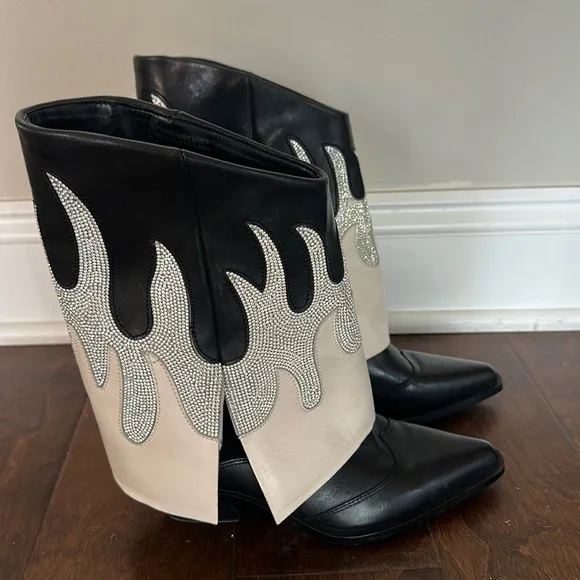 NEW $198 Gianni Bini Conley Western Flame Heel cowgirl boots women size 6