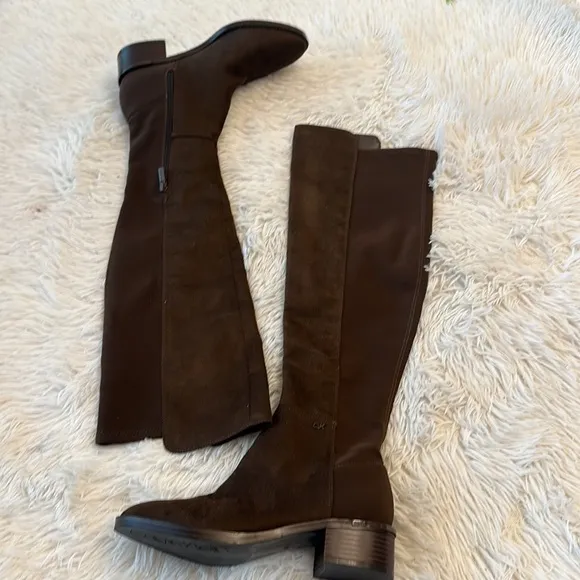 NEW $310 Calvin Klein Deedee 2 Dark brown knee high boots women size 6