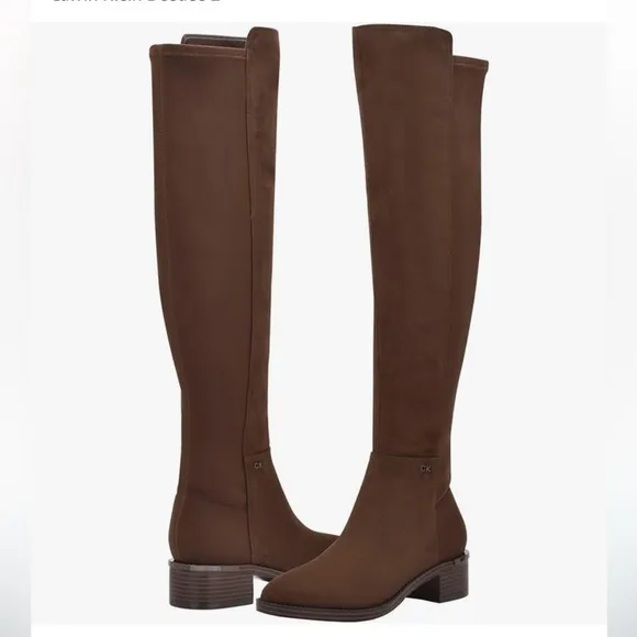 NEW $310 Calvin Klein Deedee 2 Dark brown knee high boots women size 6
